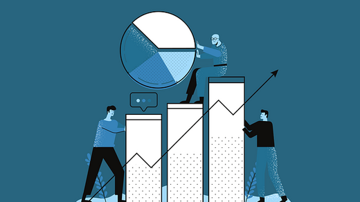 Illustration zum Thema Business und Karriere mit Diagrammen